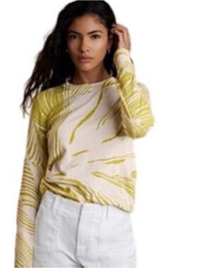 Banana Republic Factory Chartreuse Abstract Sweater XL Slouchy Dopamine Beachy
